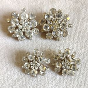 Vintage Button Set Shank Metal Faux Diamond